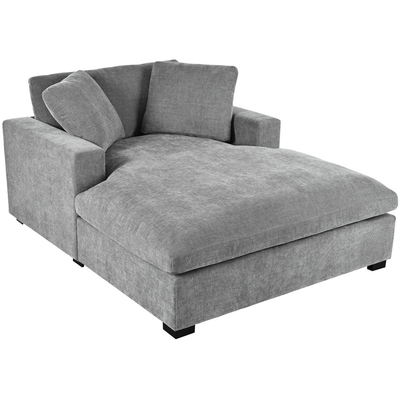 Chaise de 53,5 po x 70,9 po - conception classique, matériau, pieds en bois massif, structure, assemblage facile, style confortable et confortable, housse, à assembler,