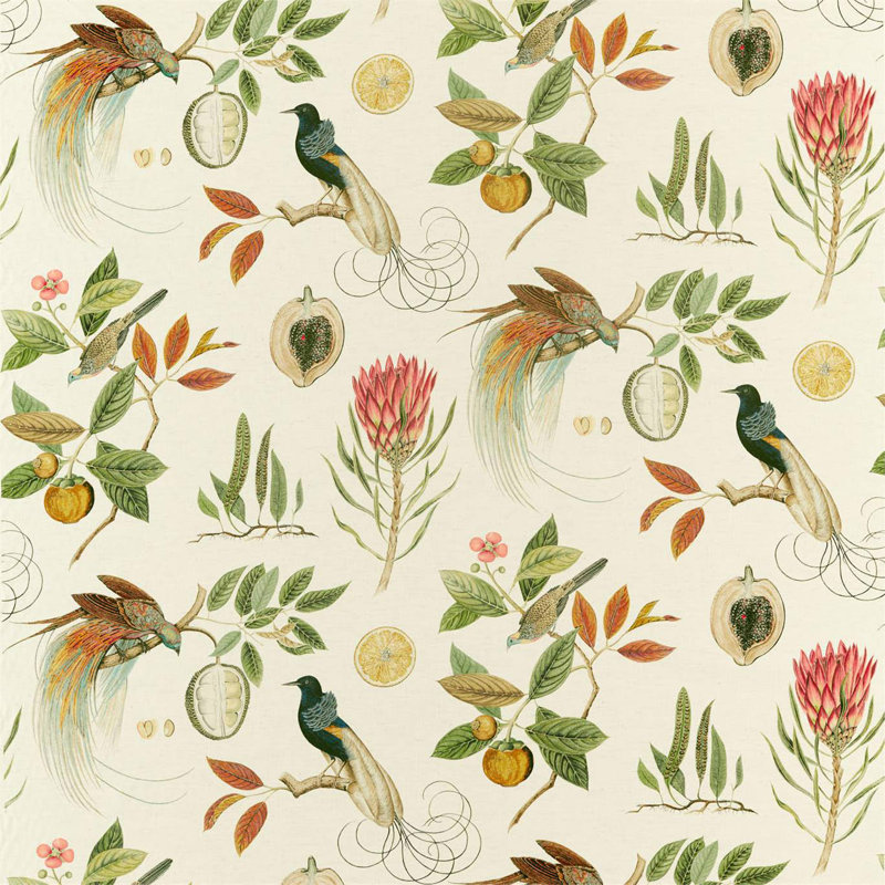 Paradesia Fabric, Orange/Olive