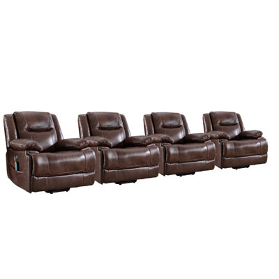  Holzman 41" W Top Grain Genuine Leather Super Soft And Oversize Power Lift Assist Recliner Chair With Massage Heating & USB & Pockets (Set Of 4)