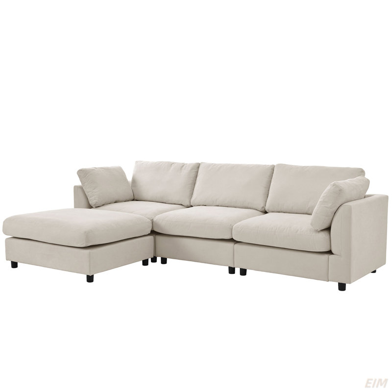 4 - Piece 113'' Upholstery L Shaped Sectional Sofa, Sectional Sofa Couch, L Shaped Sofa with Convertible Chaise