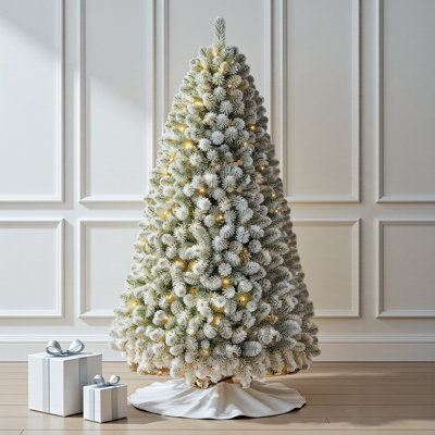 7.5FT Prelit Snow Flocked Artificial Christmas Tree