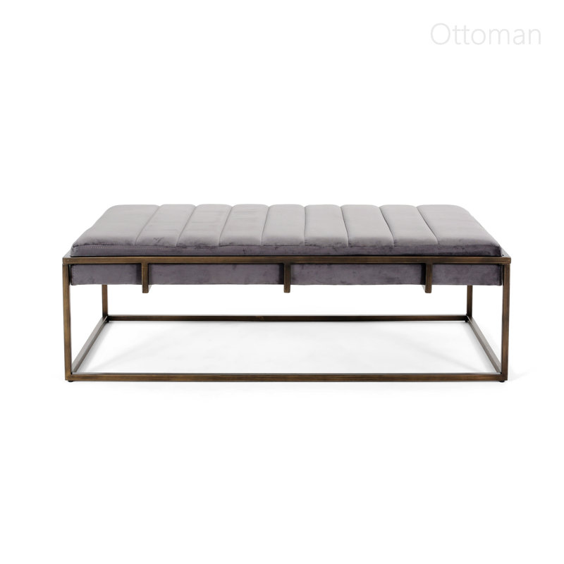 Repose-pieds avec banc et structure en métal Pierrick, Gris