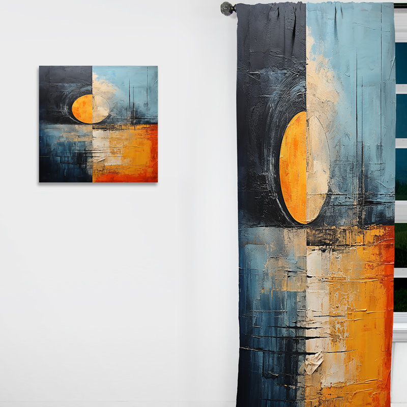 Botkin - Shapes Curtain - Room Darkening Abstract Curtain - 1 Panels, 52" W x 95" L