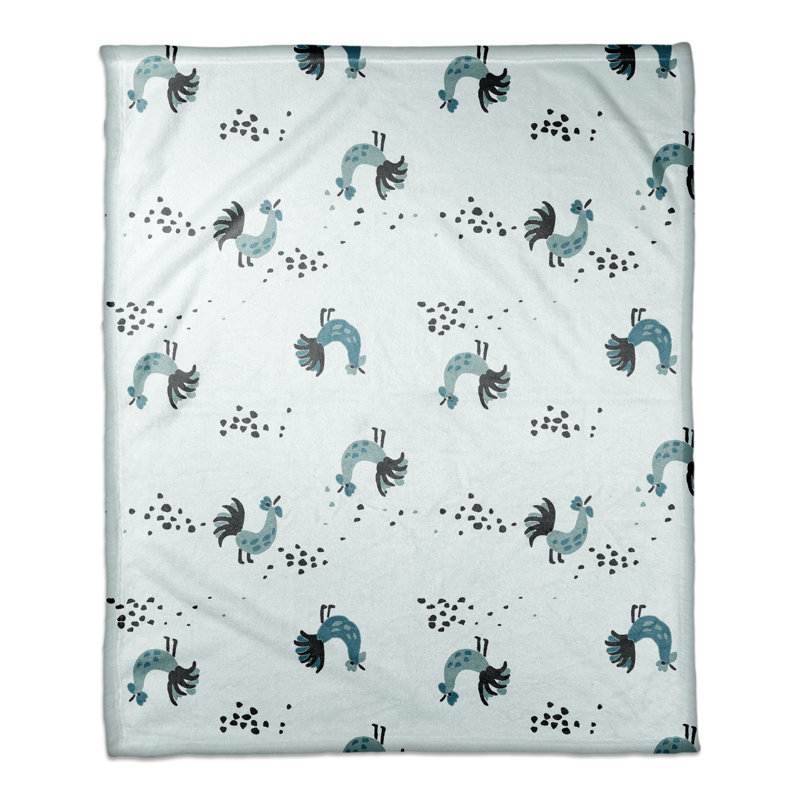 Hand Woven Throw Blanket, Teal/Black
