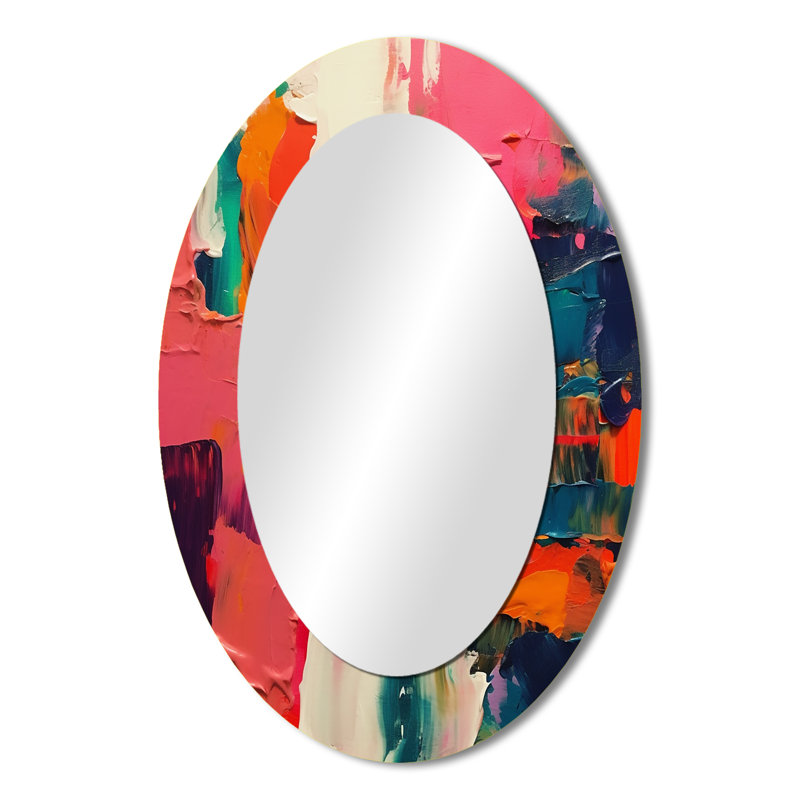 Miroir mural moderne rose et bleu, 36 po x 24 po