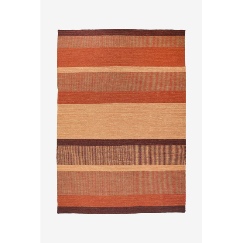 Mildaras Striped Wool Hand Woven Area Rug, Rectangle 140 x 200cm