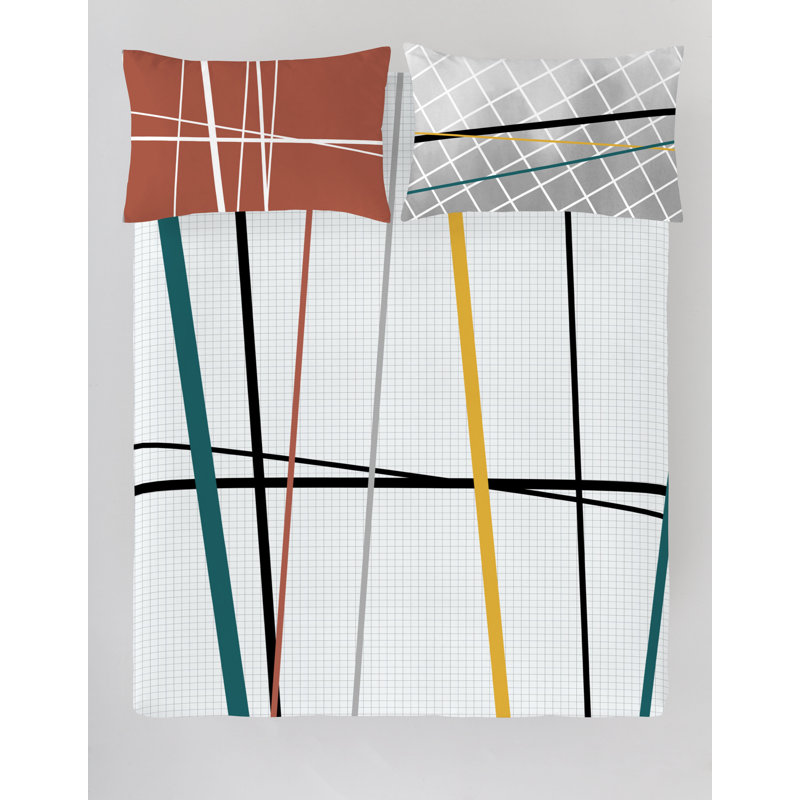 Memphis Queen 3pcs Cotton Duvet Cover Set (90"Wx92"L), Queen Duvet Cover + 2 Pillow Shams