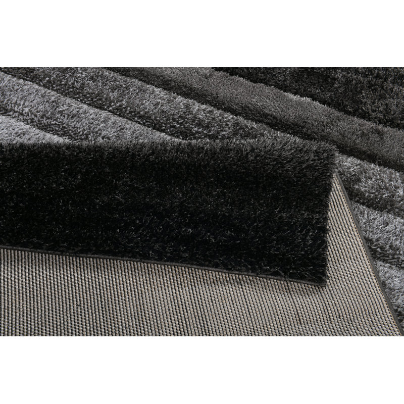 Tapis à poils longs noir et gris NYC Performance, Rectangle 5 pi 3 po x 7 pi 2 po