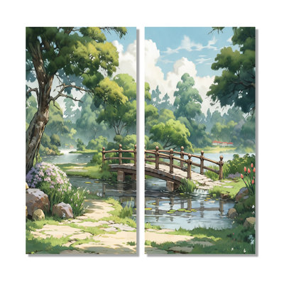 Paysage japonais du soleil levant I - Japon, grandes impressions sur toile 2 panneaux