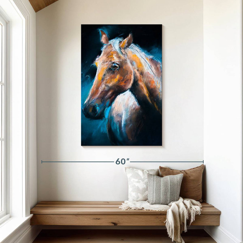 Portrait de cheval brun Brampt, H 45 po x l 30 po