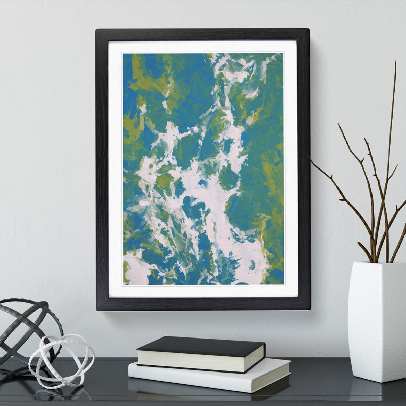 Chasing Eternity - Painting, 66cm H x 48cm W x 2cm D, Black Framed, White