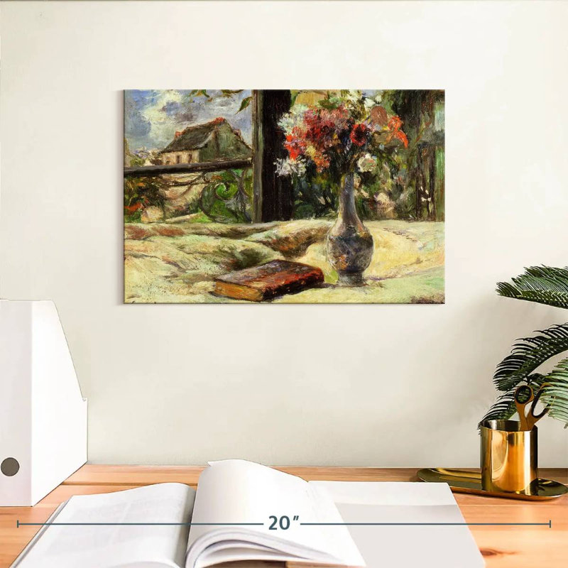 Vase Harnek avec des fleurs sur la fenêtre, H 8 po x l 12 po
