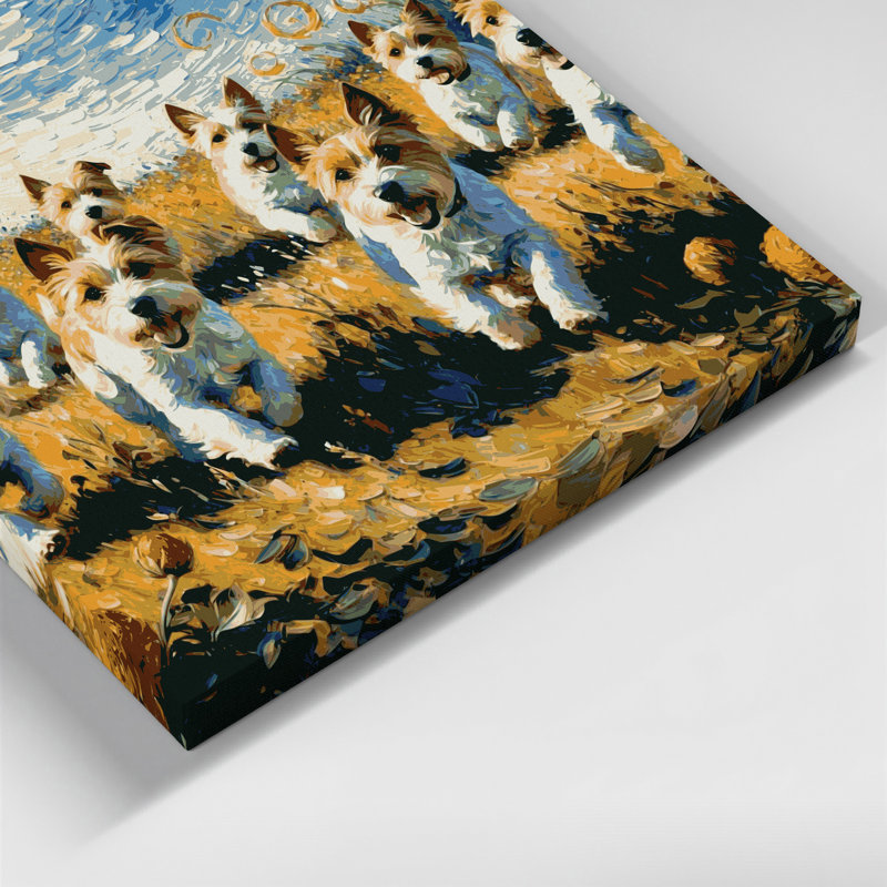 «Dogs Toy Fox Terrier», art mural sur toile grise, H 32 po x l 32 po