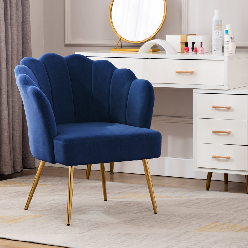 Fauteuil demi-tonneau 26,75 po, Velours bleu