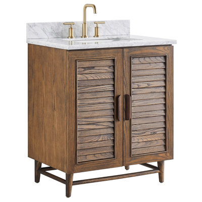 Serenity Woodgrain 30" Single Bathroom Vanity with Carrara Marble Top