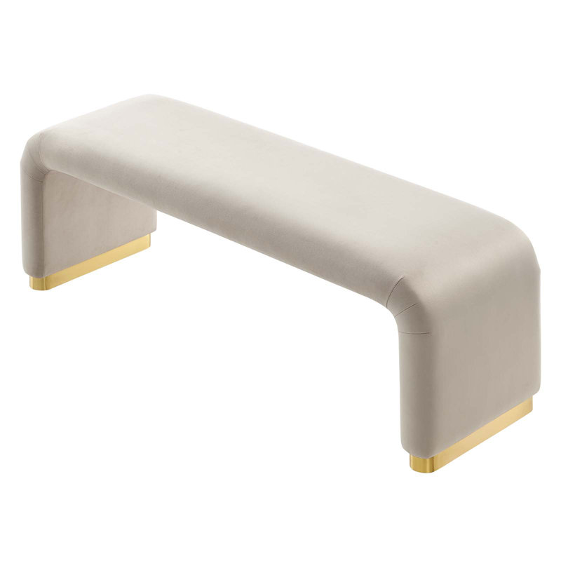 Banc rembourré en velours Koda Modway, Laiton doré, Amande