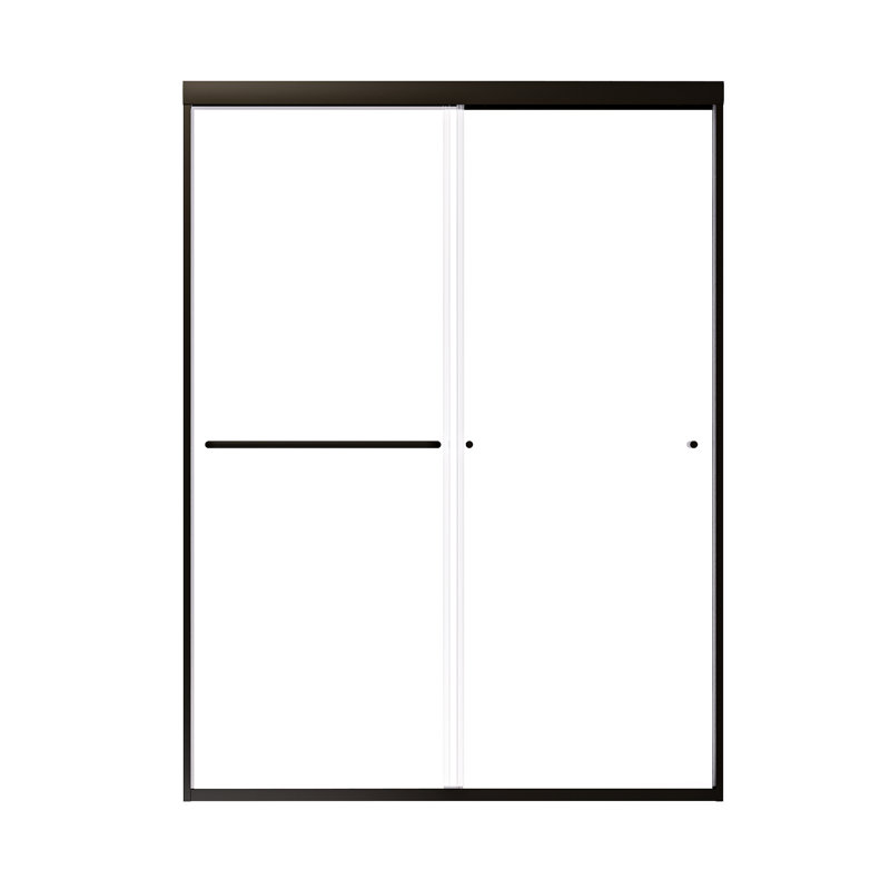 54" W x 72" H Traditional Sliding Shower Door - Matte Black Frame with Clear Glass Panel