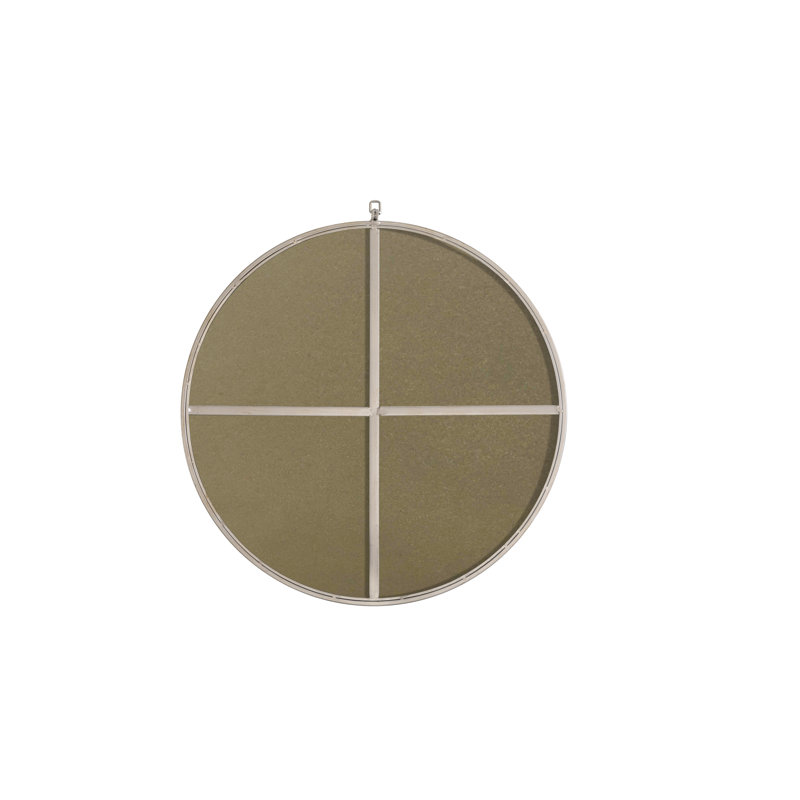 Cassie Metal/Manufactured Wood Round Wall Mirror, Silver, 32" x 32" 