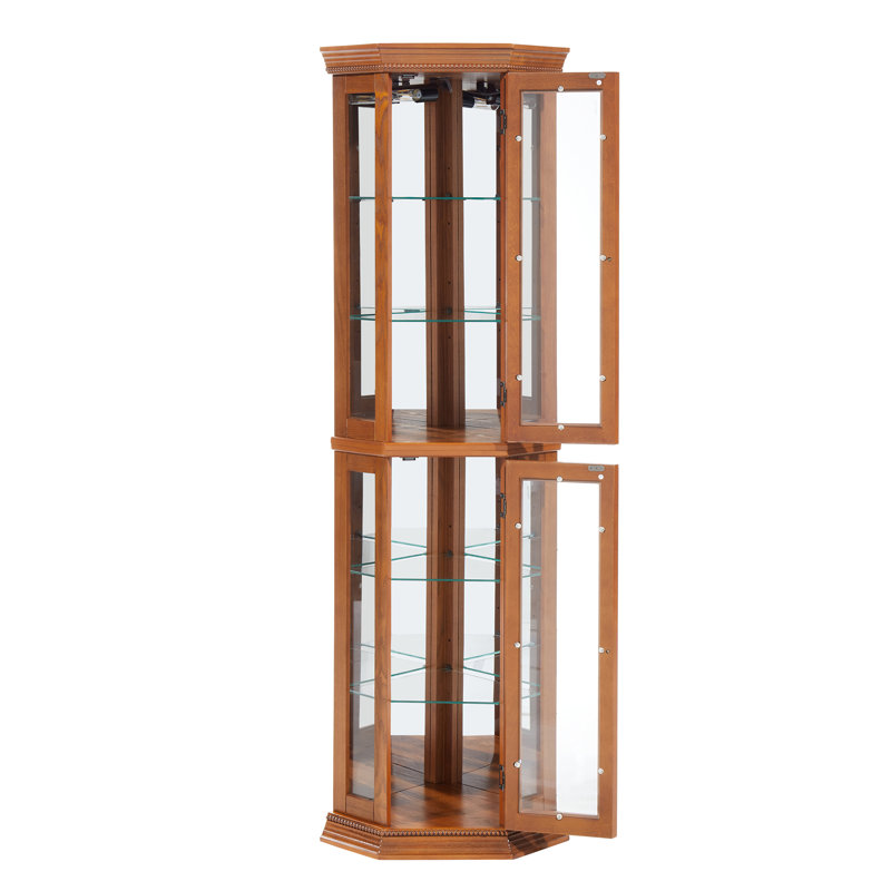 Vitrine de coin lumineuse, Chêne