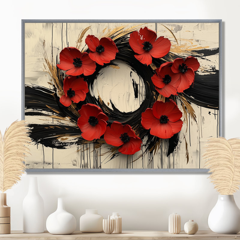Indsay, coucher de soleil aux teintes d'une couronne de fleurs abstraite II - art mural couronne pour le salon, Argent argent