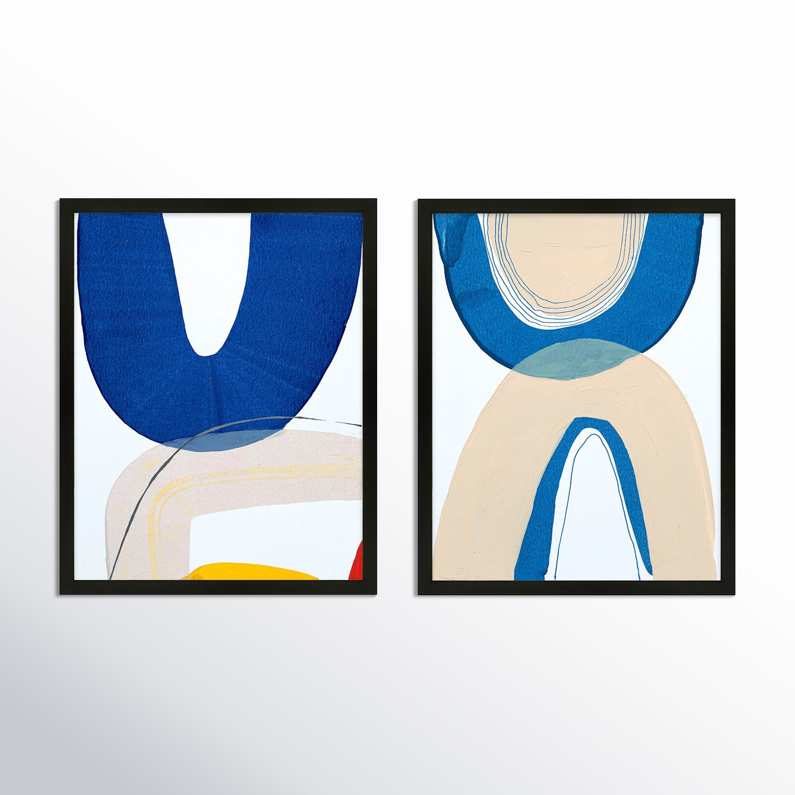 Unity Set Of 2 by Andrea Stokes, 38" H x 60" W x 1.25" D, Black Framed