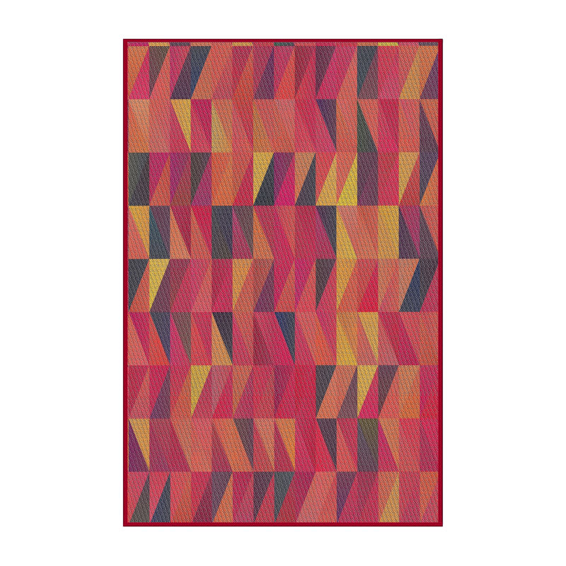 Tapis rouge/orange tissé à la machine, Rectangle 3 pi x 5 pi