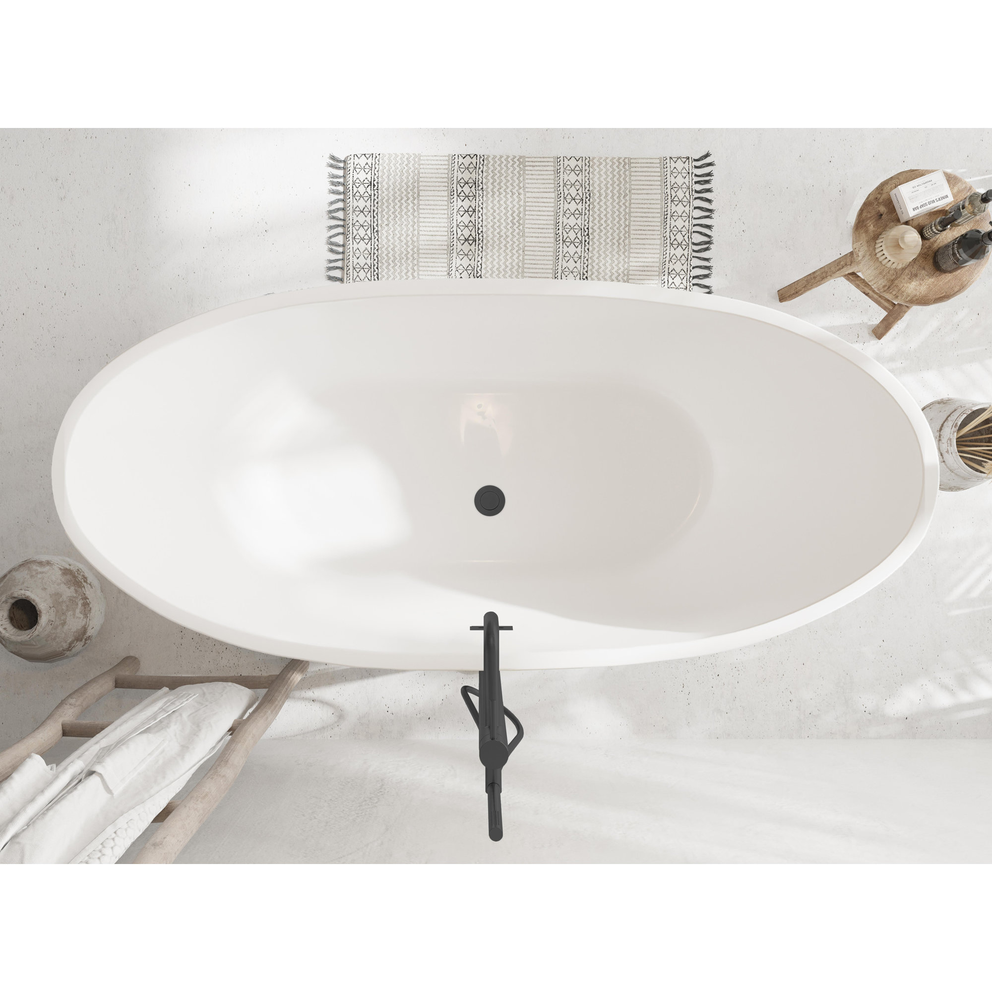 Dezra 59'' Soaking Bathtub, Matte Black