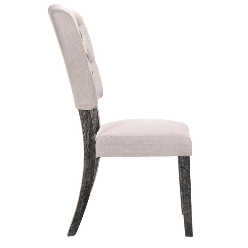 Chaises d'appoint transitionnelles (2) - Lin beige, chêne gris, dossier de style chêne 2, Gris