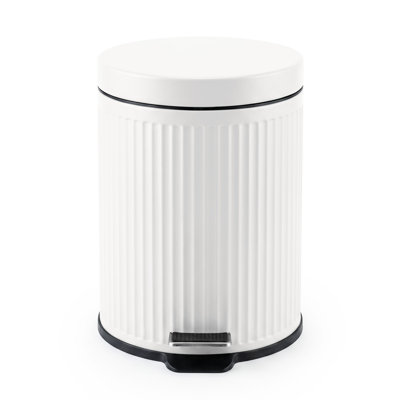 Petite poubelle ronde pour salle de bain et de cuisine 6L / 1,6 Gal - Couvercle à fermeture silencieuse - Mini poubelle compacte - Blanc