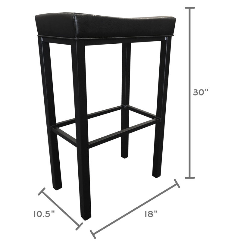 Upholstered Counter Stool with Metal Frame, Black, Bar Stool (30" Seat Height)