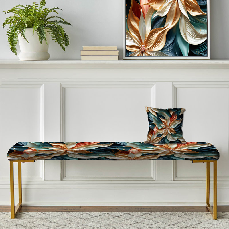 Banc rembourré or et bleu sarcelle Cosmic Essence