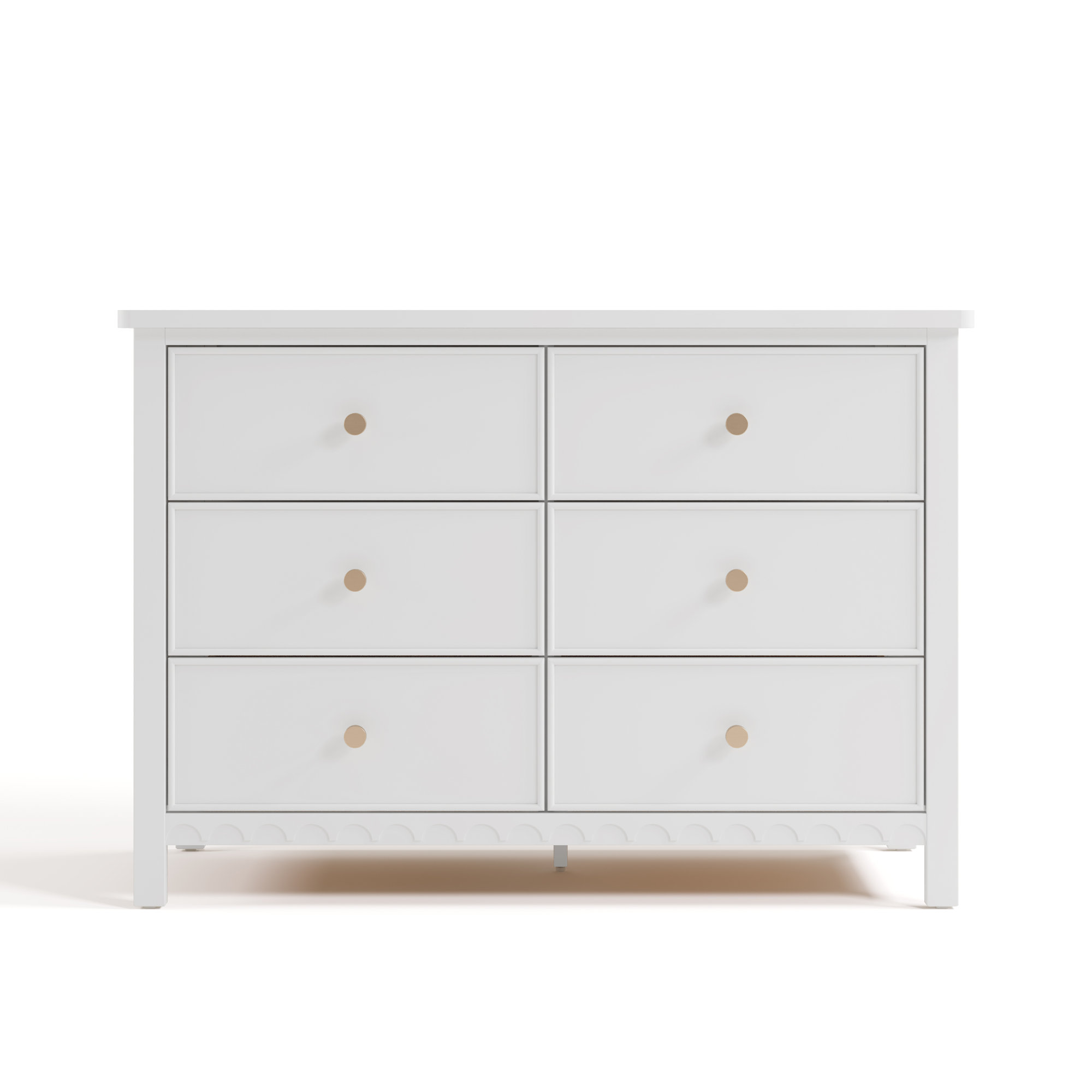 Sasha 6 Drawer Double Dresser, White
