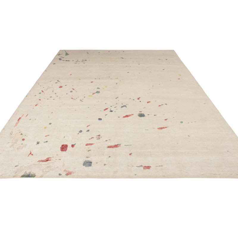 Distressed Homage Hand Knotted Wool Abstract Area Rug, Rectangle 10' x 14'
