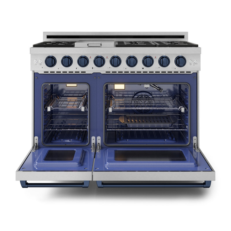 Cuisinière professionnelle au propane liquide 48 po avec double four Gordon Ramsay de THOR Kitchen en acier inoxydable