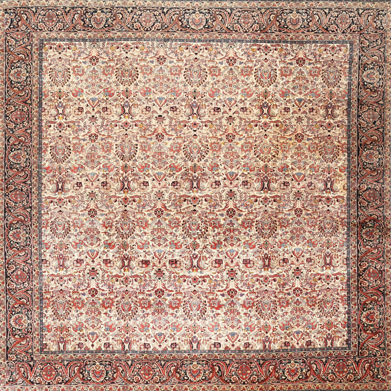 Tapis traditionnel rouge / beige Stonehaven, Carré 4 pi
