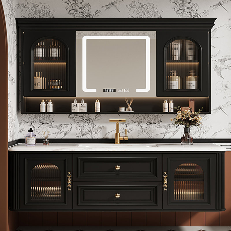Bathroom cabinet retro American style, Black, 71"