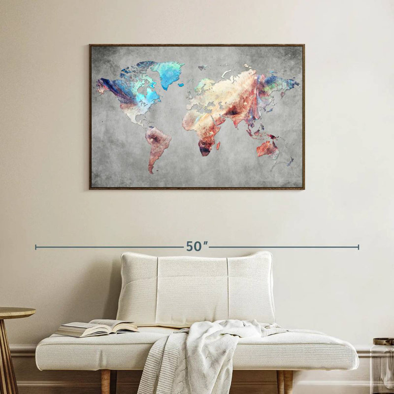 Artistique Touch World, 40 po x 27 po, Cadre flottant noyer