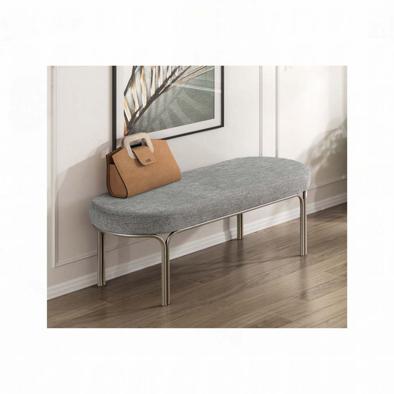Chenille Upholstery Sleek  Bench