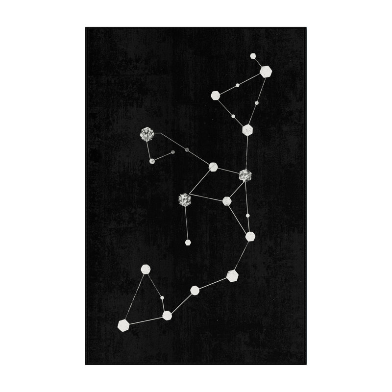 Machine Washable Pavlo Modern & Contemporary Geometric Rug in Black – Black Binding, 6 x 9