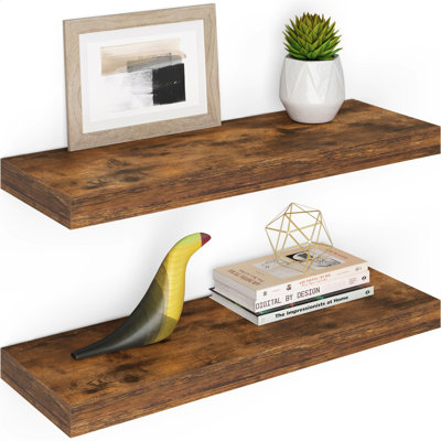 Miami 24" W x 8" D Floating Shelves Set with Invisible Wall Mount Brackets