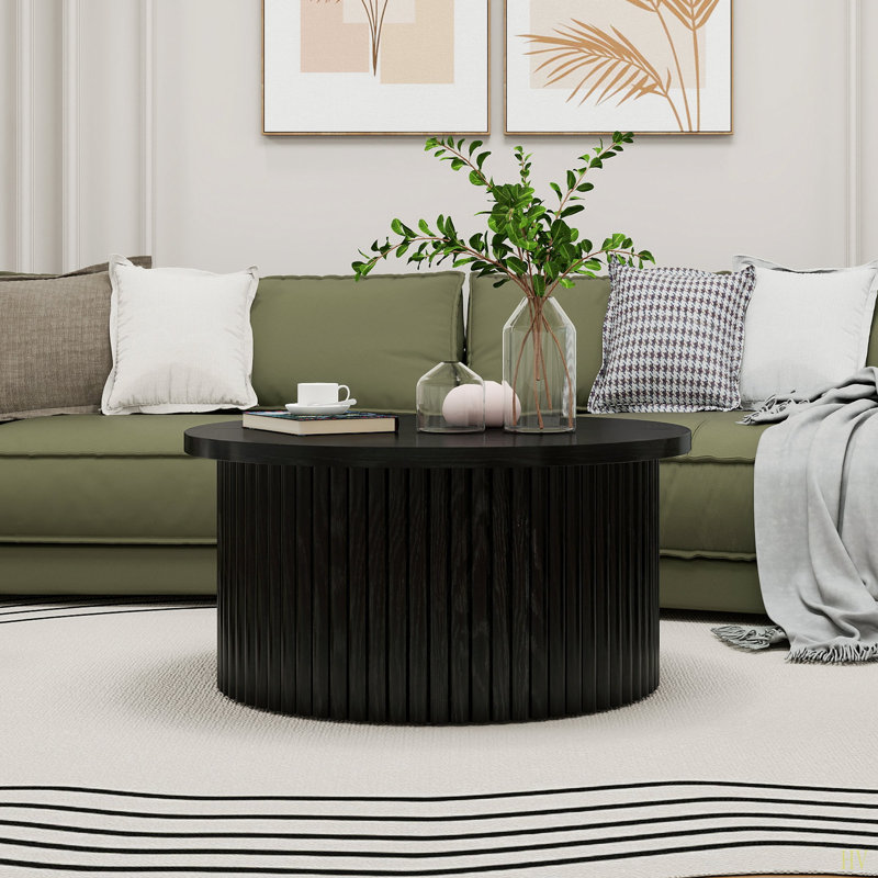 Table basse, table basse ronde, table d'appoint moderne pour salon, appartement, Noir