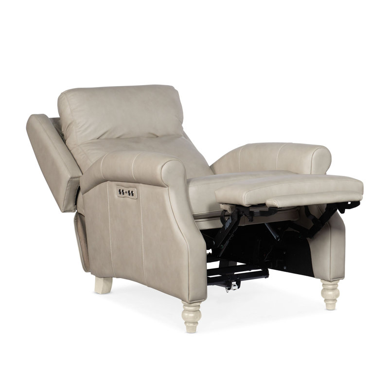 Hurley Power Recliner with Power Headrest, Beige Genuine Leather