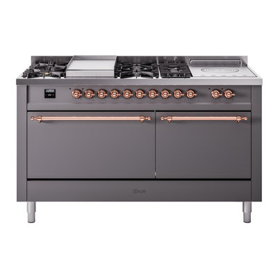 ILVE Nostalgie II 60 in Dual Fuel Range, 7 Burner, Griddle, Frenchtop