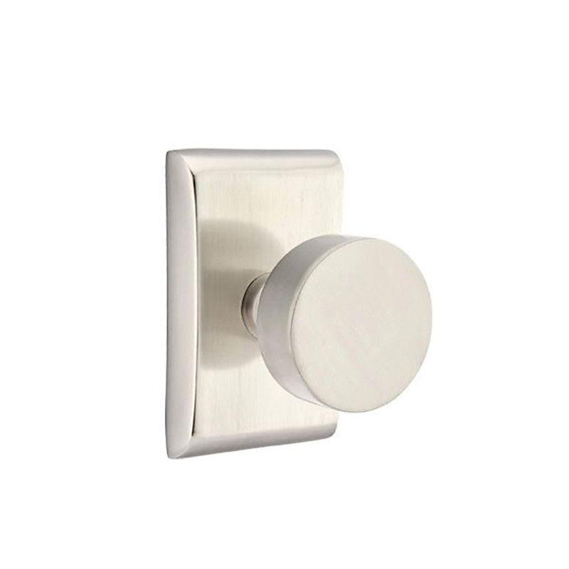 Ensemble de boutons de passage Emtek avec rosette Neos et bouton rond, Nickel satiné
