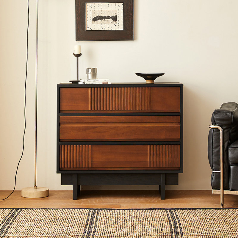 Commode décorative 3 tiroirs en bois massif, H 32,3 po x l 39,4 po x P 15,7 po