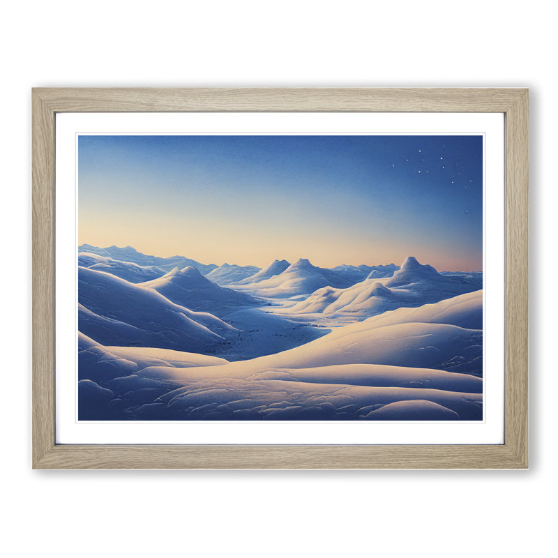 Winter Sunrise Mountains Vol.1 - Framed Print, 34cm H x 46cm W x 2cm D, Oak Framed