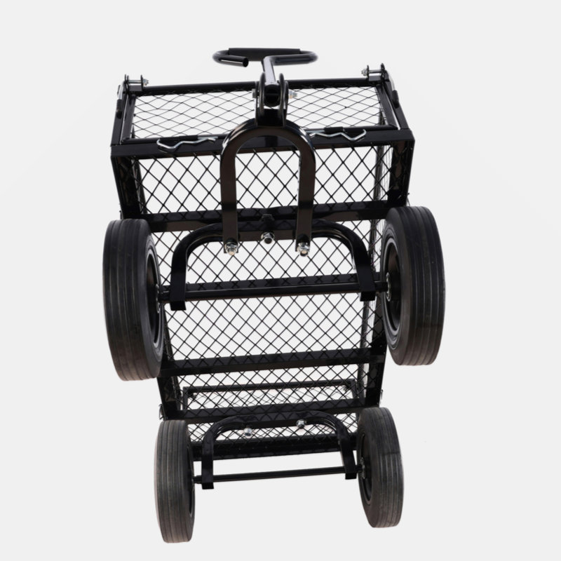 Black Solid Wheels Garden Cart Wagon for Outdoor Use