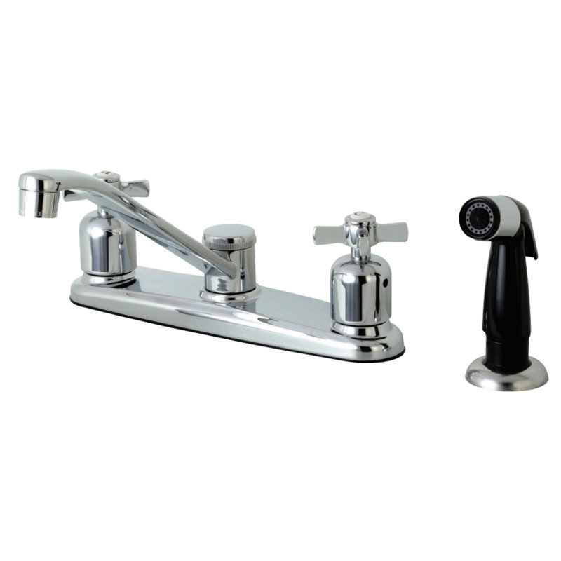 Kingston Brass Millennium Two-Handle 8" Centerset Kitchen Faucet, Black Side Sprayer