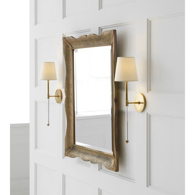 Suzanne Kasler Camille Sconce, Fabric, Hand-Rubbed Antique Brass