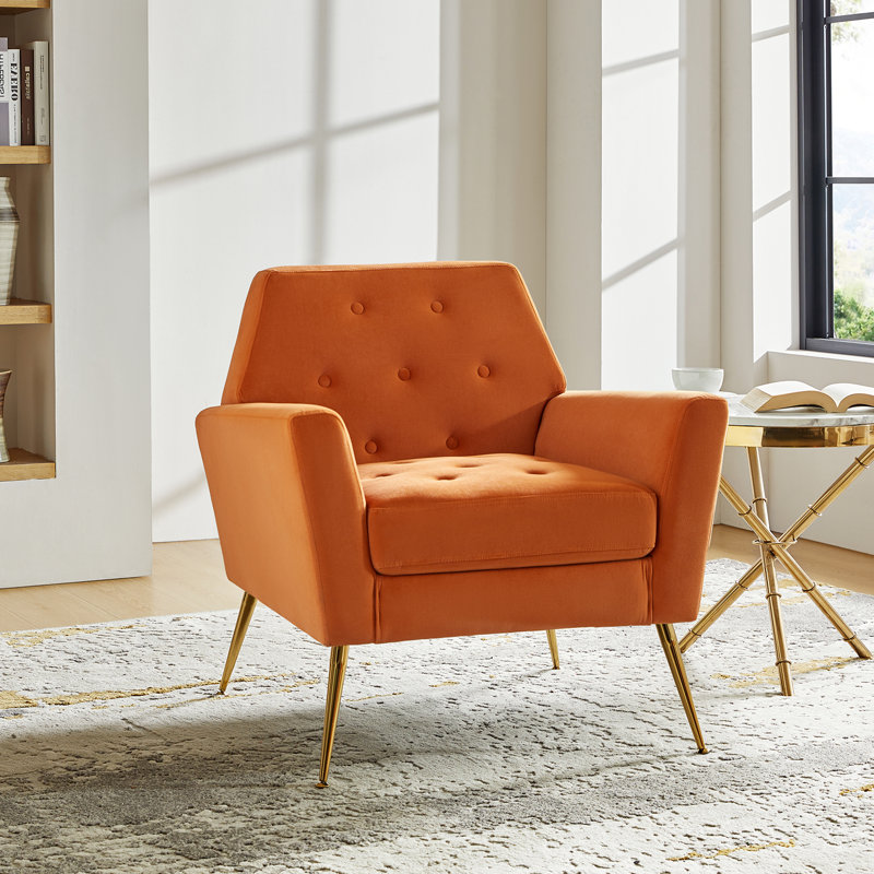 Chaise d'appoint Thaddeus, Velours orange